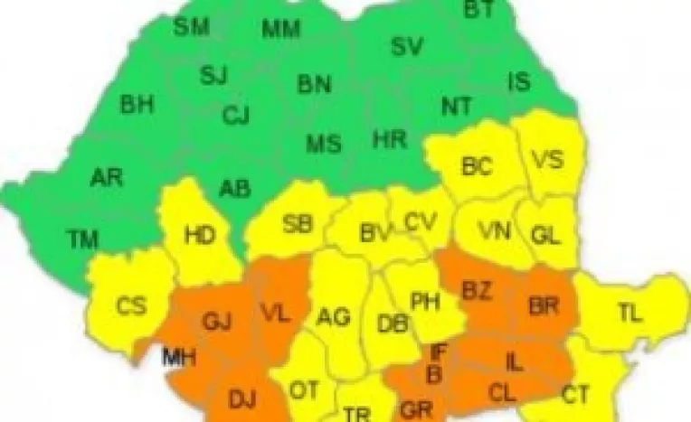 Avertizare meteo cod portocaliu de ninsori si viscol, valabila in intervalul 24 ianuarie, ora 18 – 26 ianuarie, ora 18