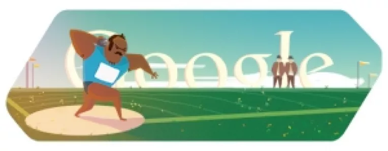 Google celebreaza proba olimpica de aruncare a greutatii printr-un nou logo
