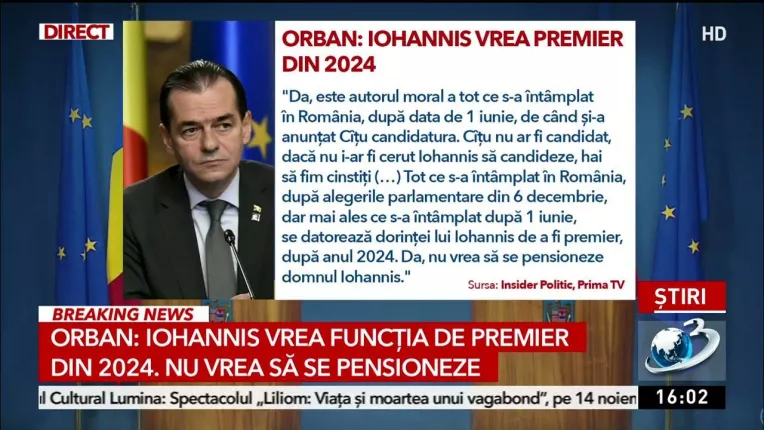 Ludovic Orban: Iohannis vrea functia de premier din 2024