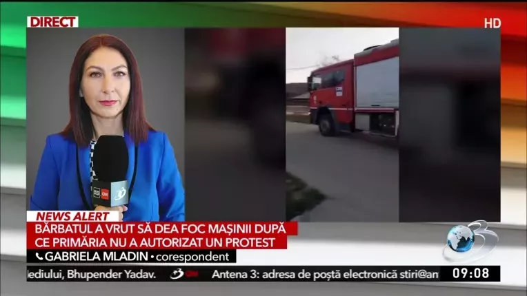 Masina a primariei, la un pas sa fie incendiata de un localnic furios