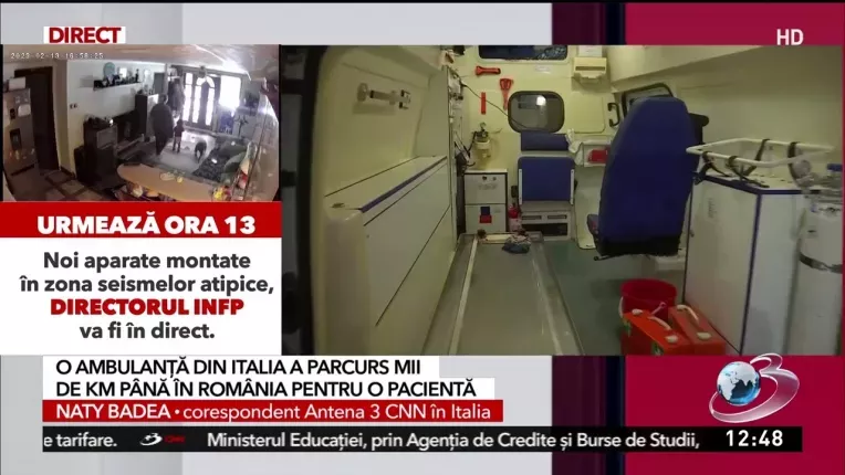 O ambulanta a mers 3.600 de km pentru a transporta o romanca din Bucuresti in Italia